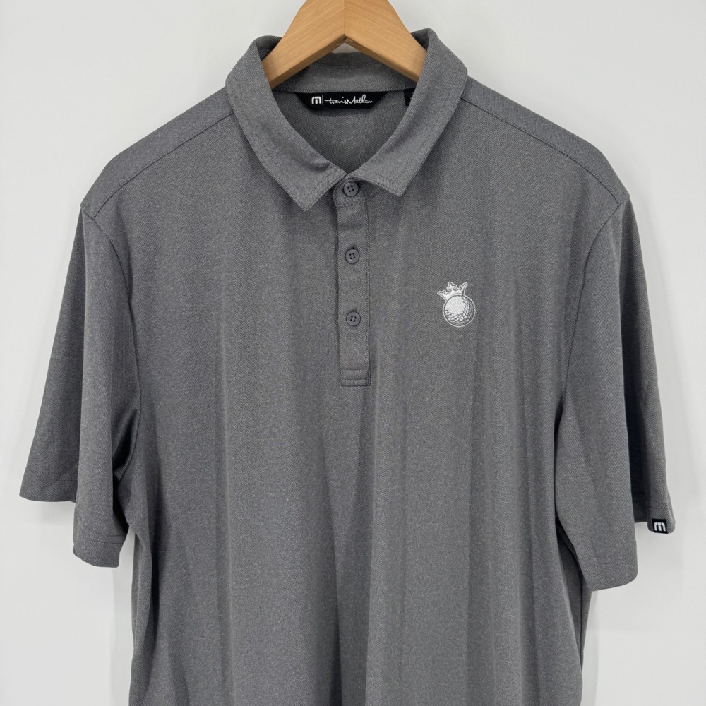 Travis Mathew Golf Polo Shirt Mens XL Gray Golf Ball Logo Short Sleeve